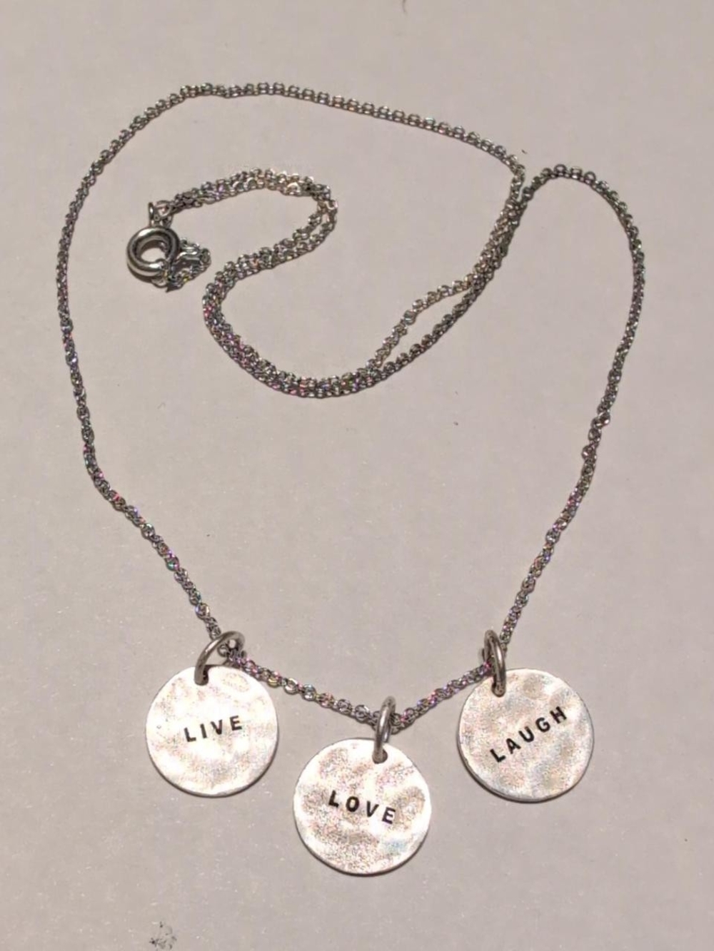 Live, Love, Laugh Silver charm 17.5" necklace #boho #festival #jewelry